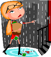 girl shopping on a rainy day